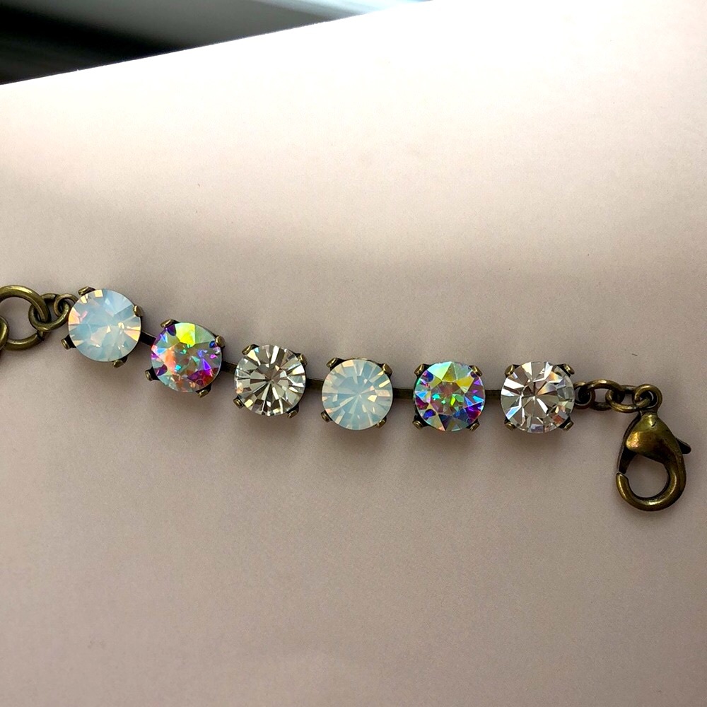 White Opal + Aurora Borealis Crystal Bracelet - Picture 10 of 16